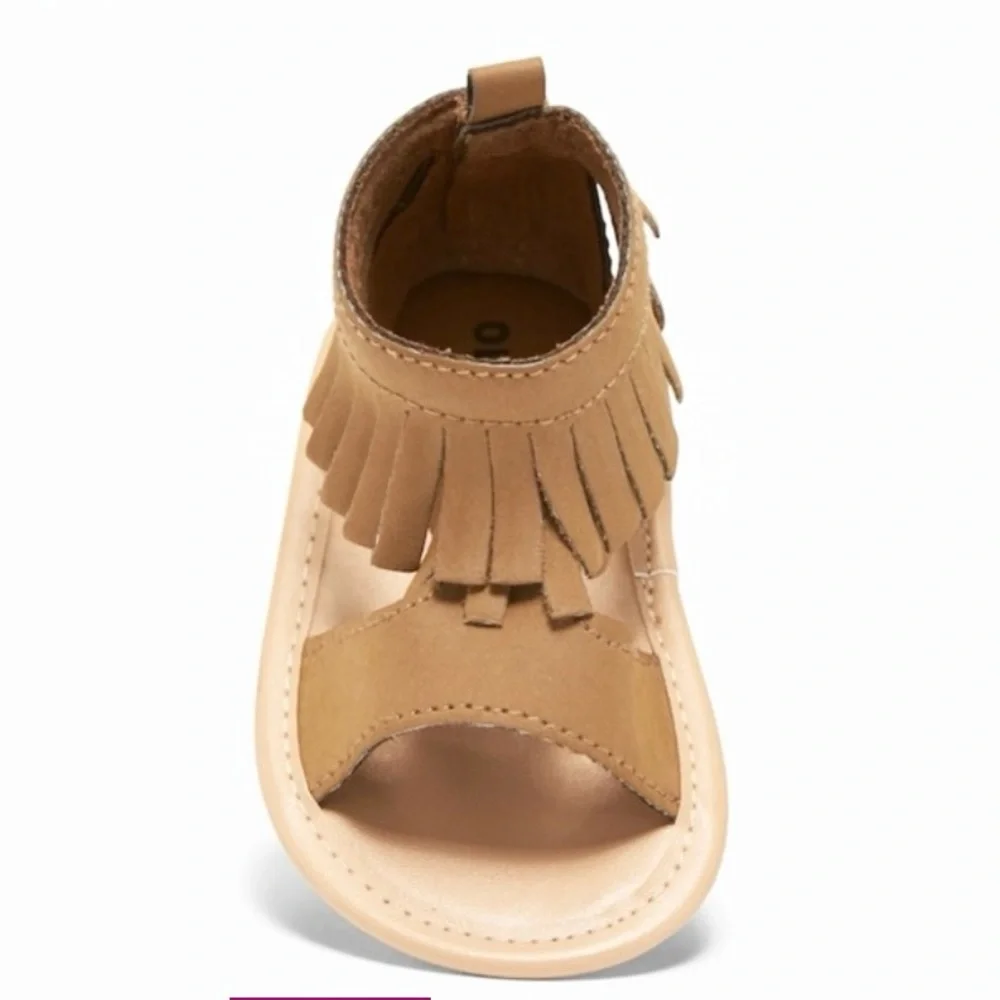 Old Navy Tan Sueded Fringe Gladiator Sandals